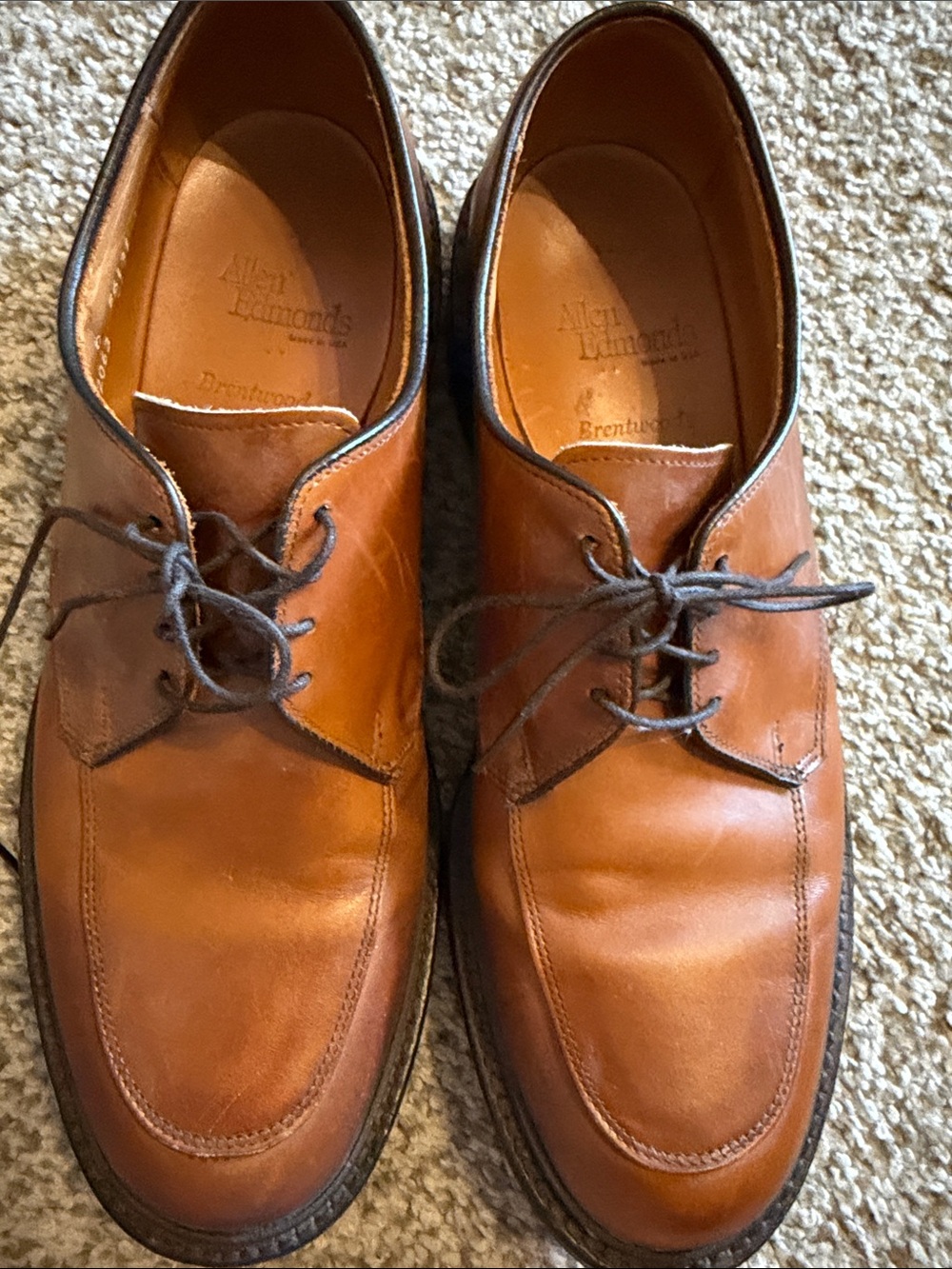 Allen Edmonds Walnut Leather Bond Street Cap Toe Oxfords 10.5